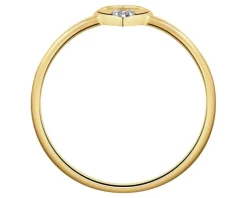 Pierścionek z żółtego złota z diamentem - serce - 0,004 ct - próba 375
