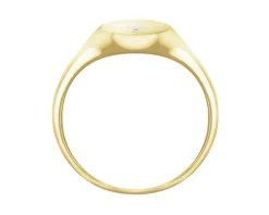 Pierścionek z żółtego złota z diamentem - sygnet - 0,004 ct - próba 375