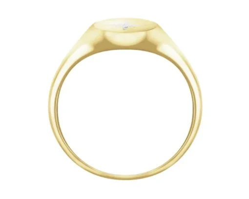 Pierścionek z żółtego złota z diamentem - sygnet - 0,004 ct - próba 375