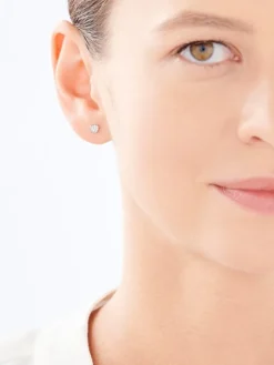 Pojedynczy kolczyk srebrny z cyrkoniami - serce