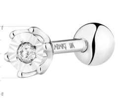 Pojedynczy kolczyk z białego złota z brylantem do piercingu - 0,01 ct - próba 375