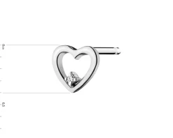 Pojedynczy kolczyk z białego złota z diamentem - serce - 0,004 ct - próba 375