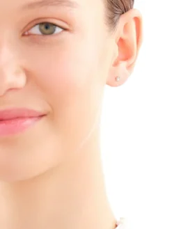 Pojedynczy kolczyk z żółtego i białego złota z brylantem do piercingu - 0,01 ct - próba 375