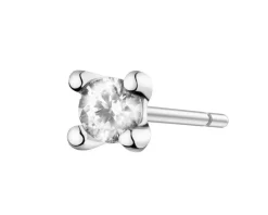 Pojedynczy srebrny kolczyk z cyrkonią