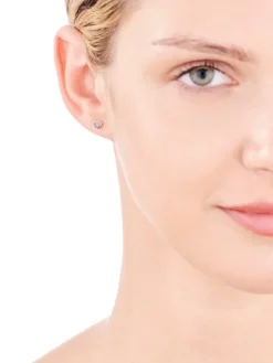 Pojedynczy srebrny kolczyk z cyrkoniami - serce