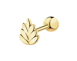 Pojedynczy złoty kolczyk do piercingu - liść