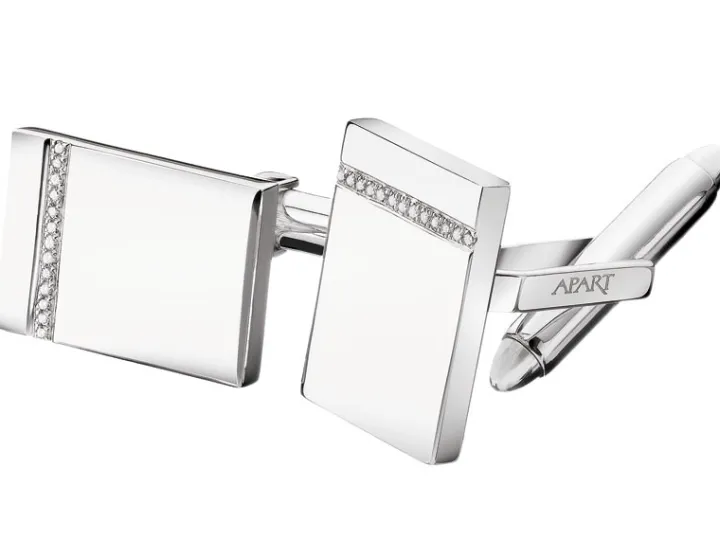 Spinki do mankietów z białego złota z diamentami - 0,06 ct - próba 585