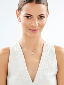 Srebrne kolczyki i naszyjnik z cyrkoniami - komplet - gwiazdy