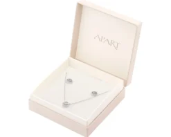 Srebrne kolczyki i naszyjnik z cyrkoniami - komplet - koła