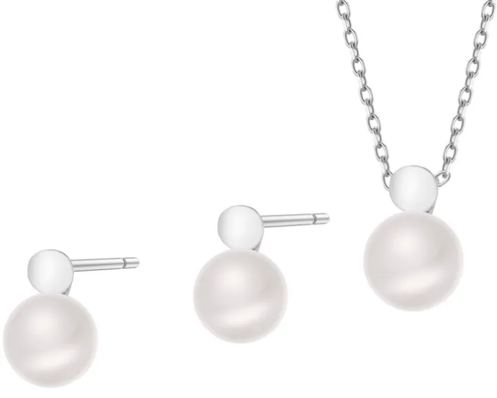 Srebrne kolczyki i zawieszka z perłami - komplet