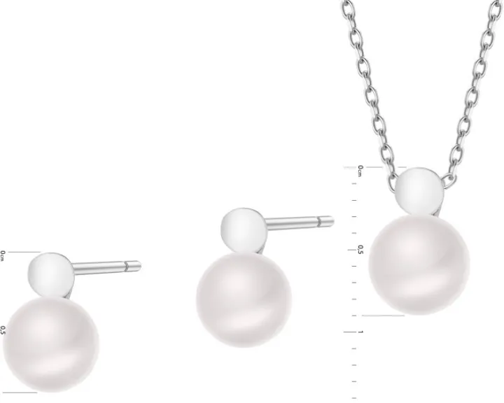 Srebrne kolczyki i zawieszka z perłami - komplet