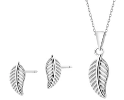 Srebrne kolczyki i zawieszka - komplet - liście