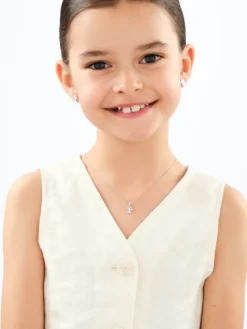 Srebrne kolczyki i zawieszka z emalią - komplet - jednorożce