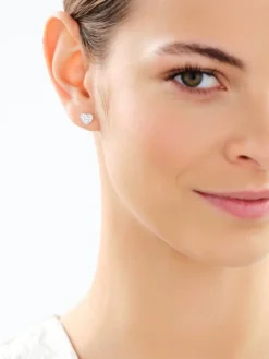 Srebrne kolczyki i zawieszka z cyrkoniami - komplet - serca