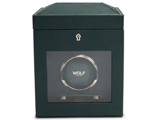 Wolf Rotomat British Racing Single Watch Winder with storage Green