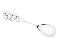 Łyżeczka srebrna z cyrkonią - stópki, chłopiec