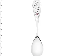 Łyżeczka srebrna z cyrkonią - stópki, dziewczynka