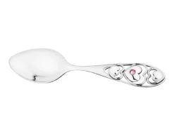 Łyżeczka srebrna ze szkłem - serca, dziewczynka