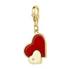 Zawieszka charms z żółtego złota z diamentem i emalią - serca - 0,004 ct - próba 375