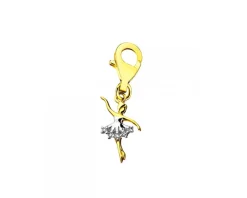 Zawieszka charms z żółtego złota z diamentami - baletnica - 0,01 ct - próba 375