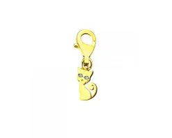 Zawieszka charms z żółtego złota z diamentami - kot - 0,006 ct - próba 375