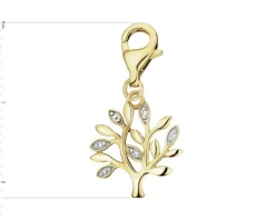 Zawieszka charms z żółtego złota z diamentami - drzewko - 0,01 ct - próba 585
