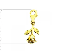 Zawieszka charms z żółtego złota z diamentem - róża - 0,004 ct - próba 375