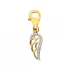 Zawieszka charms z żółtego złota z diamentami - skrzydło - 0,01 ct - próba 375