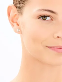 Zawieszka i kolczyki z żółtego złota z diamentami - komplet - 0,01 ct - próba 375