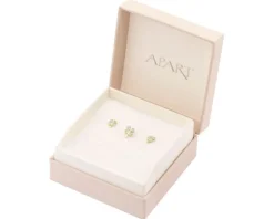 Zawieszka i kolczyki z żółtego złota z diamentami  - komplet - koniczyny - 0,03 ct - próba 375