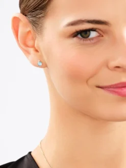 Zawieszka i kolczyki z żółtego złota z diamentami i topazami - komplet - próba 375