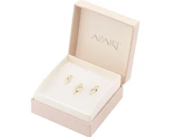 Zawieszka i kolczyki z żółtego złota z diamentami - komplet - 0,01 ct - próba 375