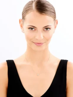 Zawieszka i kolczyki z żółtego i białego złota z brylantami - komplet - serca - 0,03 ct - próba 375