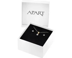 Zawieszka i kolczyki z żółtego i białego złota z diamentami - komplet - 0,01 ct - próba 375