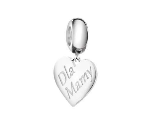 Zawieszka srebrna beads - serce, Dla Mamy