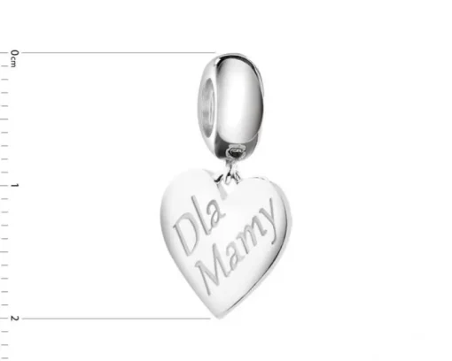 Zawieszka srebrna beads - serce, Dla Mamy