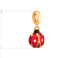 Zawieszka srebrna beads z emalią - biedronka