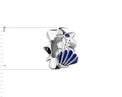 Zawieszka srebrna beads z cyrkoniami - stoper - rozgwiazda, muszelka