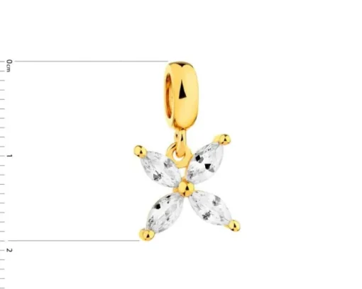 Zawieszka srebrna beads z cyrkoniami - kwiat