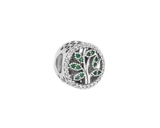 Zawieszka srebrna beads z cyrkoniami - drzewko