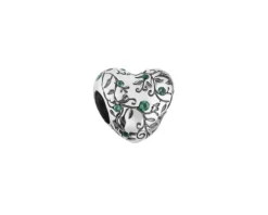 Zawieszka srebrna beads z cyrkoniami - serce