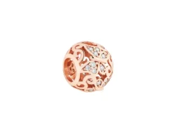 Zawieszka srebrna beads z cyrkoniami - motyle