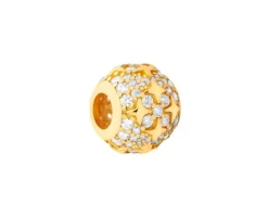 Zawieszka srebrna beads z cyrkoniami - stoper - serce