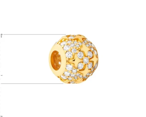 Zawieszka srebrna beads z cyrkoniami - stoper - serce