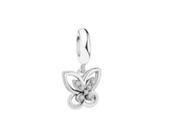 Zawieszka srebrna beads z cyrkoniami - motyl