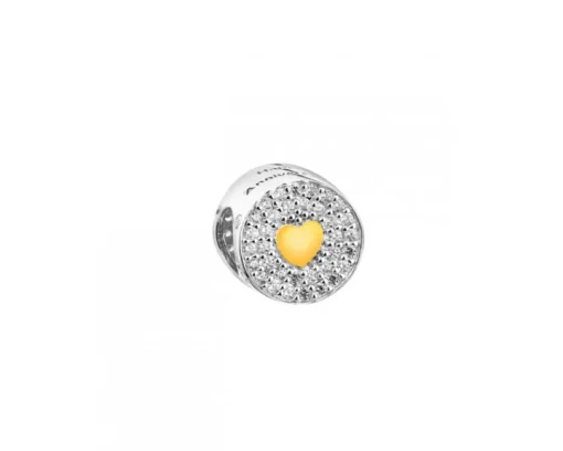 Zawieszka srebrna beads z cyrkoniami - serce