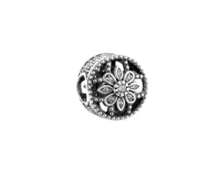 Zawieszka srebrna beads z cyrkoniami - kwiat