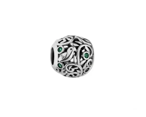 Zawieszka srebrna beads z cyrkoniami - ptak