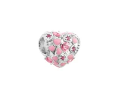 Zawieszka srebrna beads z cyrkoniami i emalią - serce
