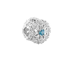 Zawieszka srebrna beads z cyrkoniami - kwiat